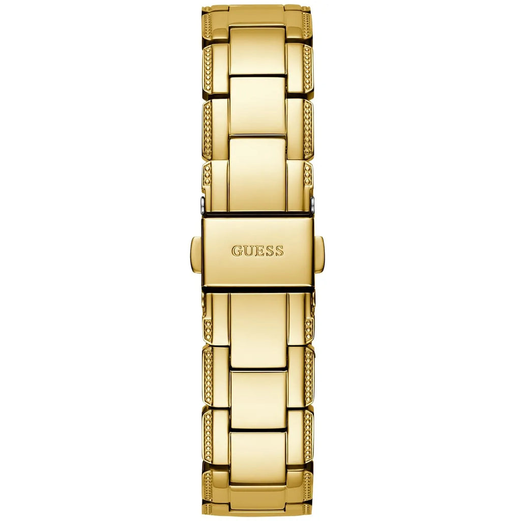 ساعة يد نسائية شفافة من مادة الكريستال الذهبي طراز GW0470L2 من Guess Crystal Clear