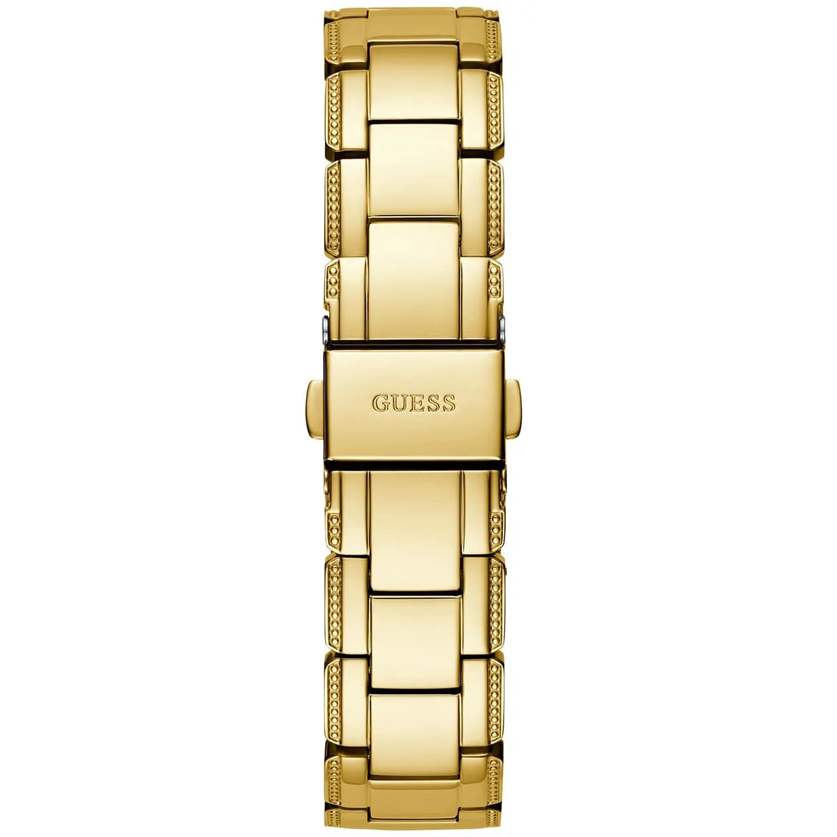 ساعة يد نسائية شفافة من مادة الكريستال الذهبي طراز GW0470L2 من Guess Crystal Clear