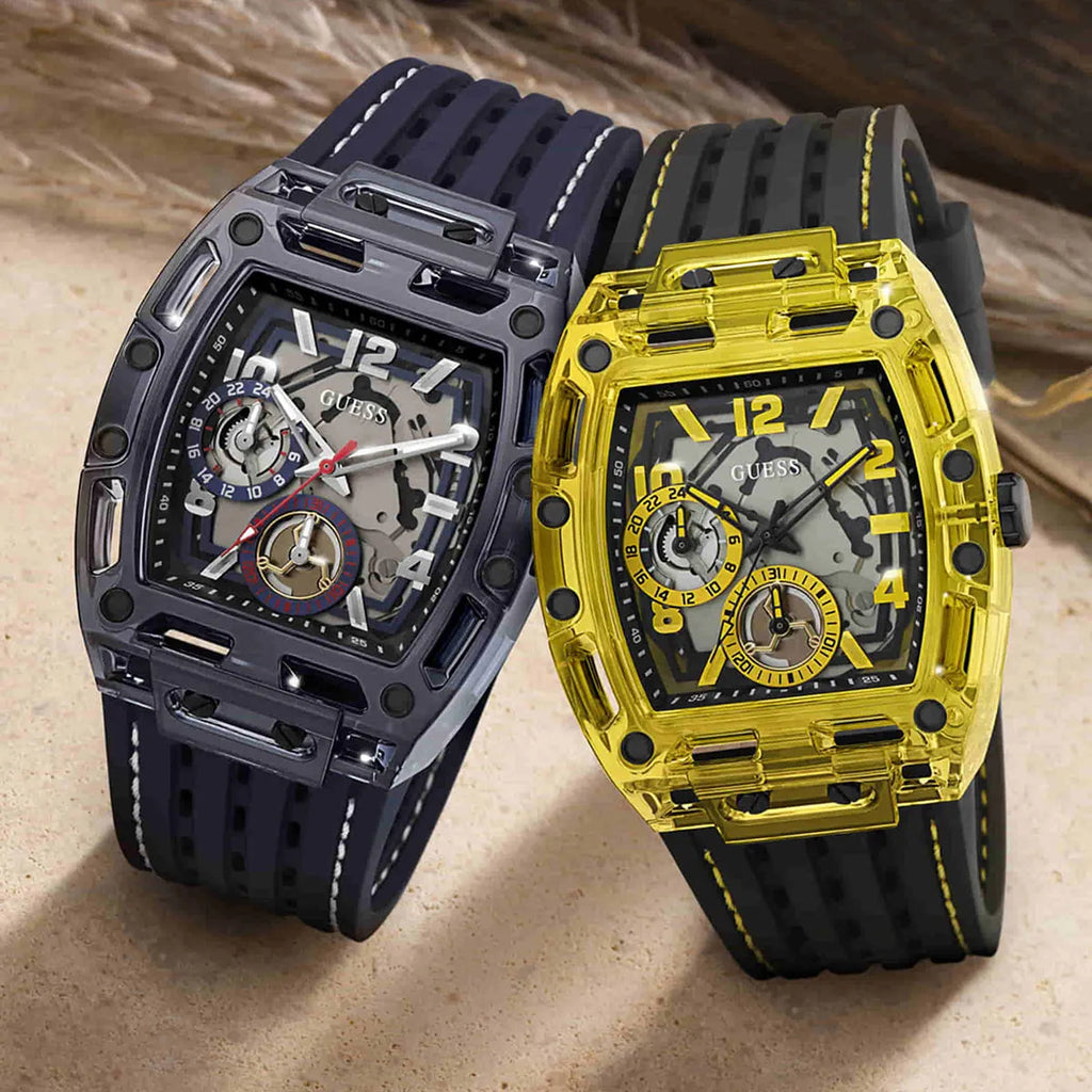 Guess Phoenix GW0499G1 Blue Polycarbonate Transparent Multifunction Watch