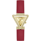 Guess Fame GW0504L2 Gold Triangle Case Crystal Bezel Red Leather Women's Watch