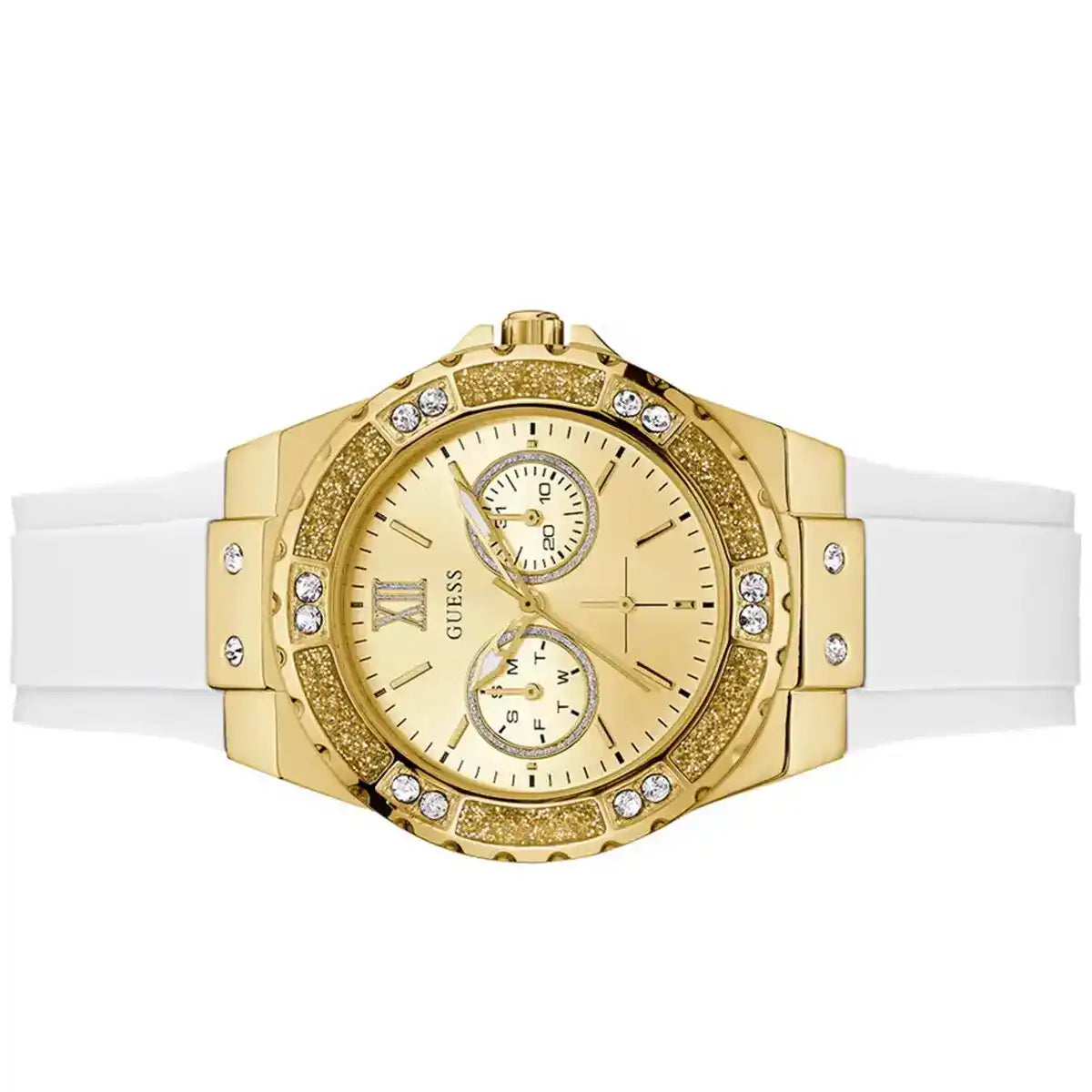 Guess Limelight GW0519L2 Multi-Function Gold Dial Women's White Rubber Watch