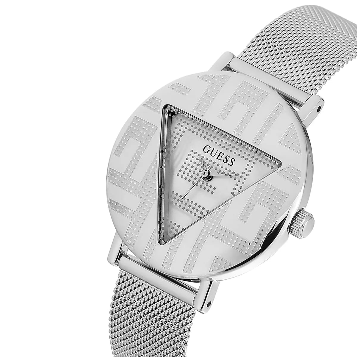 Guess Iconic GW0527L1 Silver Case Silver Triangle Dial Silver Mesh Women's Watch