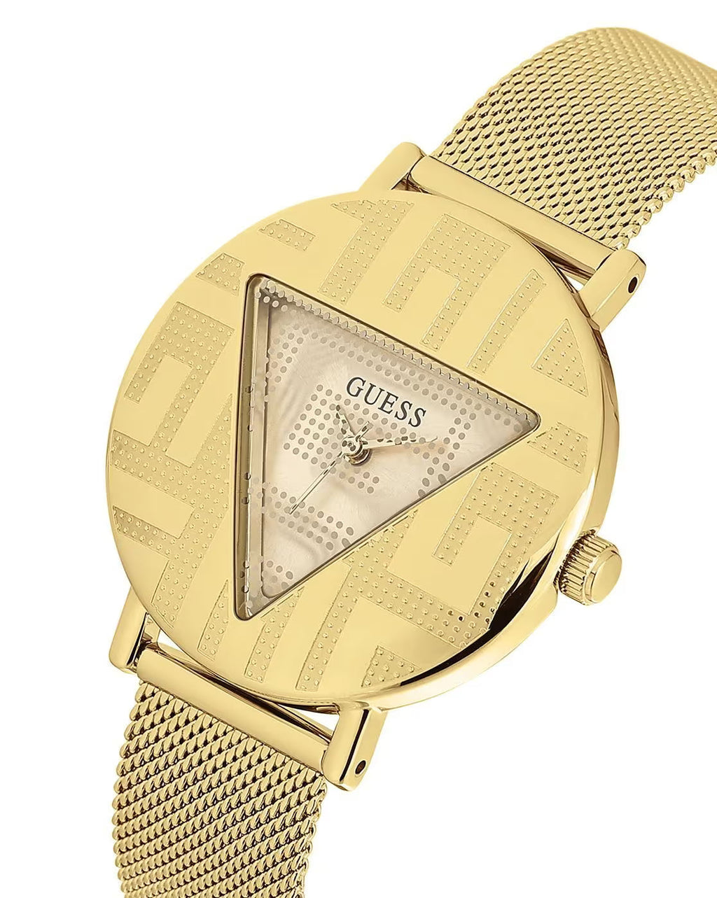 Guess Iconic GW0527L2 Gold Case Gold Triangle Dial Gold Mesh Women's Watch