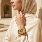Guess Fusion Multi-Function GW0552L2 Gold Case Crystal Bezel Gold Metal Women's Watch
