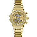 Guess Fusion Multi-Function GW0552L2 Gold Case Crystal Bezel Gold Metal Women's Watch