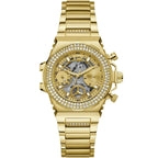 Guess Fusion Multi-Function GW0552L2 Gold Case Crystal Bezel Gold Metal Women's Watch