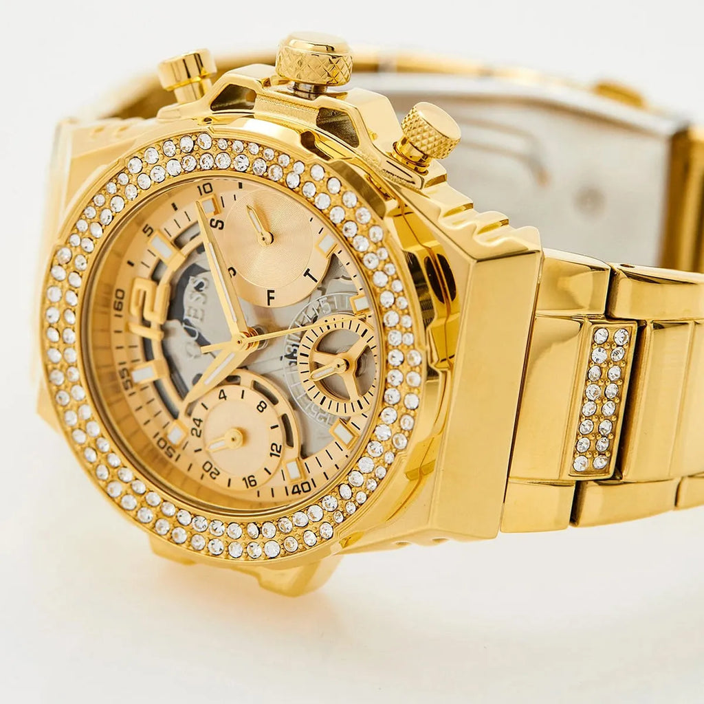 Guess Fusion Multi-Function GW0552L2 Gold Case Crystal Bezel Gold Metal Women's Watch