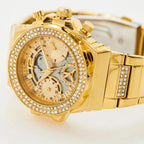 Guess Fusion Multi-Function GW0552L2 Gold Case Crystal Bezel Gold Metal Women's Watch