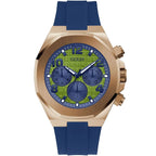 Guess Empire GW0583G3 Rose Gold Case Green Dial Blue Rubber Watch