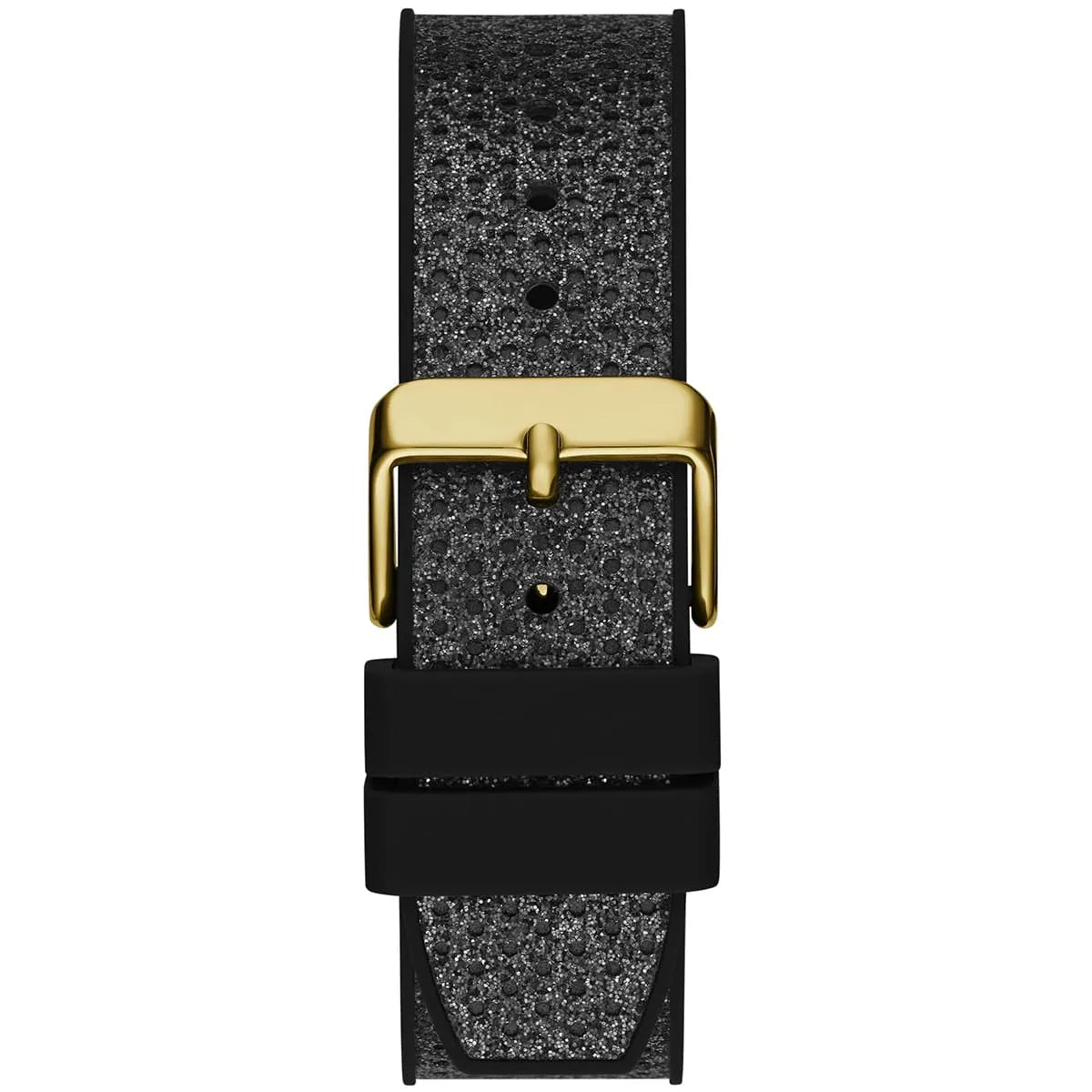 Guess Asteria Multi-Function GW0620L2 Gold Case Cut-Out Dial Black Rubber Women's Watch