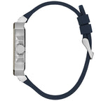Guess LEO Multi-Function GW0637G1 Silver Case Crystal Bezel Navy Blue Rubber Men's Watch
