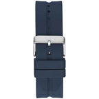 Guess LEO Multi-Function GW0637G1 Silver Case Crystal Bezel Navy Blue Rubber Men's Watch