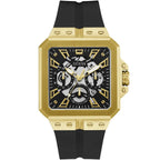 Guess LEO Multi-Function GW0637G2 Gold Case Crystal Bezel Animal Print Rubber Men's Watch