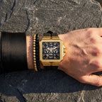 Guess LEO Multi-Function GW0637G2 Gold Case Crystal Bezel Animal Print Rubber Men's Watch