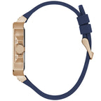 Guess LEO Multi-Function GW0637G3 Rose Gold Case Crystal Bezel Navy Blue Rubber Men's Watch