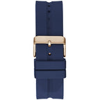 Guess LEO Multi-Function GW0637G3 Rose Gold Case Crystal Bezel Navy Blue Rubber Men's Watch