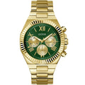 Guess Equity GW0703G2 Gold Tone Green Dial Fluted Bezel Watch