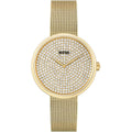 Original Hugo Boss Women's Watch - Gold Mesh & Full Crystal Dial (1502659)