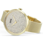 Original Hugo Boss Women's Watch - Gold Mesh & Full Crystal Dial (1502659)