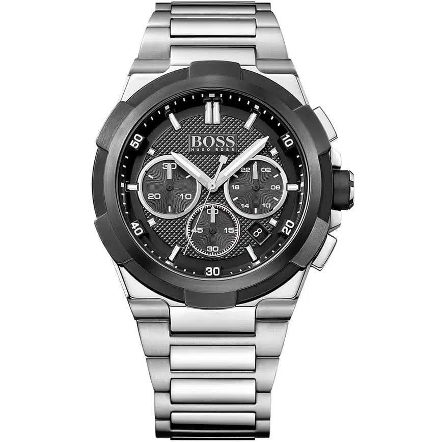 Hugo Boss Supernova 1513359 Men's Silver Steel Watch with Textured Black Dial