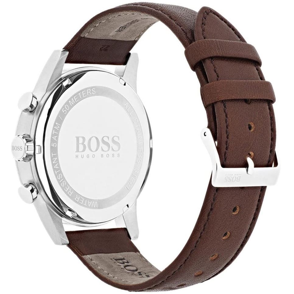 Hugo Boss Navigator 1513494 Men's Grey Dial Watch Brown Leather