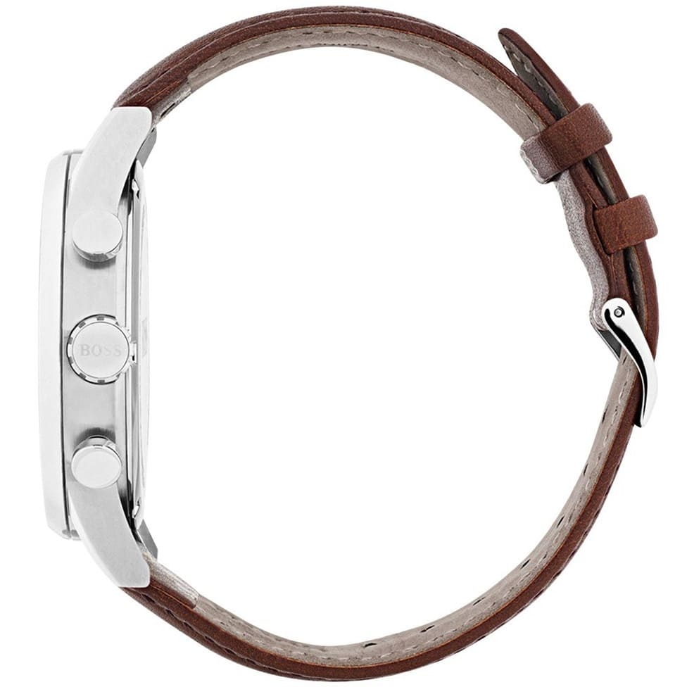 Hugo Boss Navigator 1513494 Men's Grey Dial Watch Brown Leather