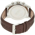 Hugo Boss Navigator 1513495 Men's Silver Steel Watch with White Dial & Brown Leather Strap