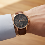 Hugo Boss Navigator 1513496 Men's Rose Gold Watch with Grey Dial & Brown Leather Strap