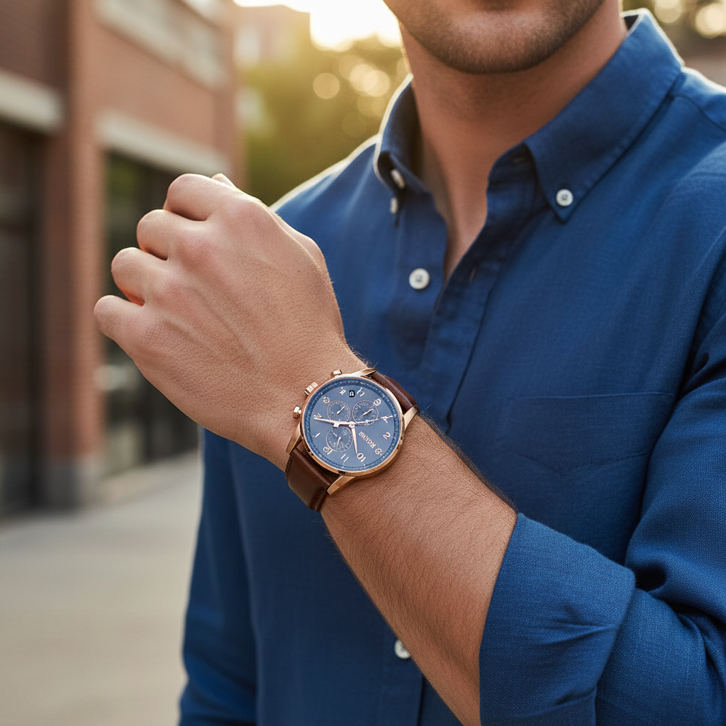 Hugo Boss Navigator 1513496 Men's Rose Gold Watch with Grey Dial & Brown Leather Strap