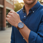 Hugo Boss Navigator 1513496 Men's Rose Gold Watch with Grey Dial & Brown Leather Strap