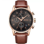 Hugo Boss Navigator 1513496 Men's Rose Gold Watch with Grey Dial & Brown Leather Strap