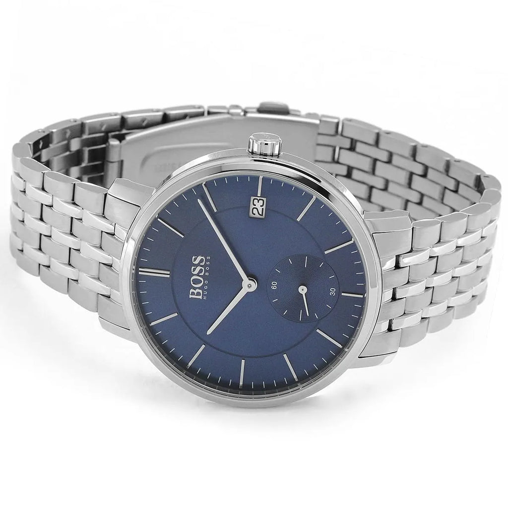 Hugo Boss Corporal 1513642 Small Seconds Blue Dial Men's Silver Watch