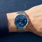 Hugo Boss Corporal 1513642 Small Seconds Blue Dial Men's Silver Watch