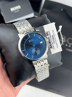 Hugo Boss Corporal 1513642 Small Seconds Blue Dial Men's Silver Watch