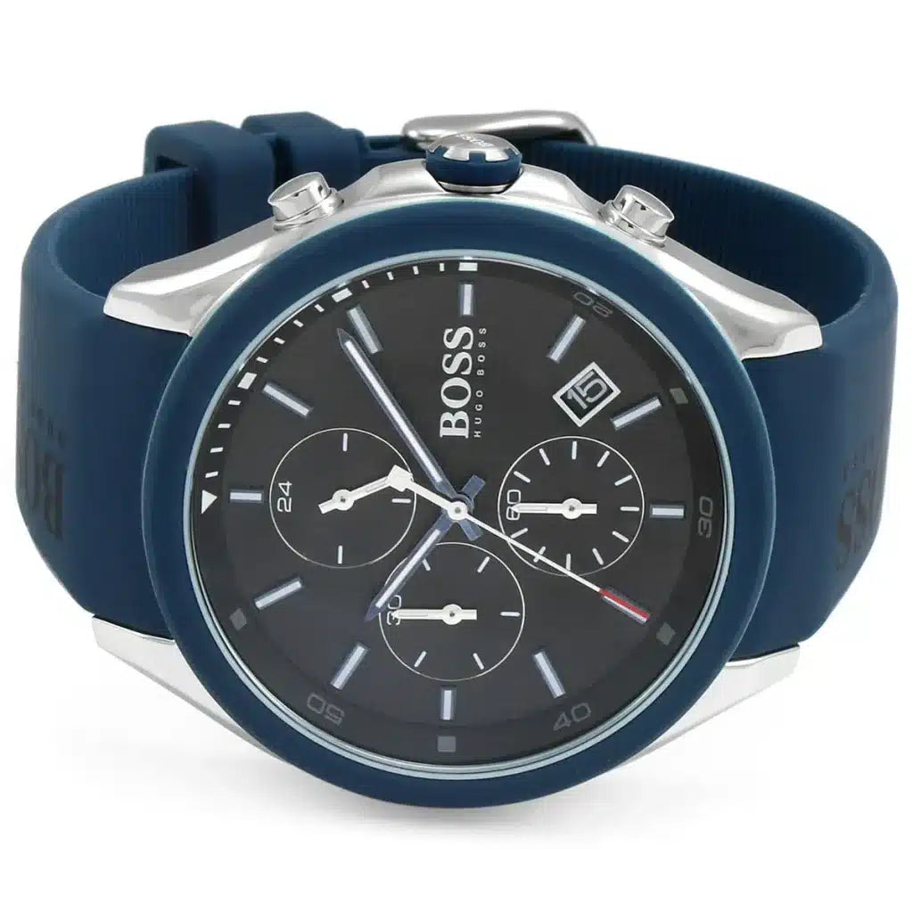Hugo Boss Velocity 1513717 Men's Silver Watch Blue Rubber Strap
