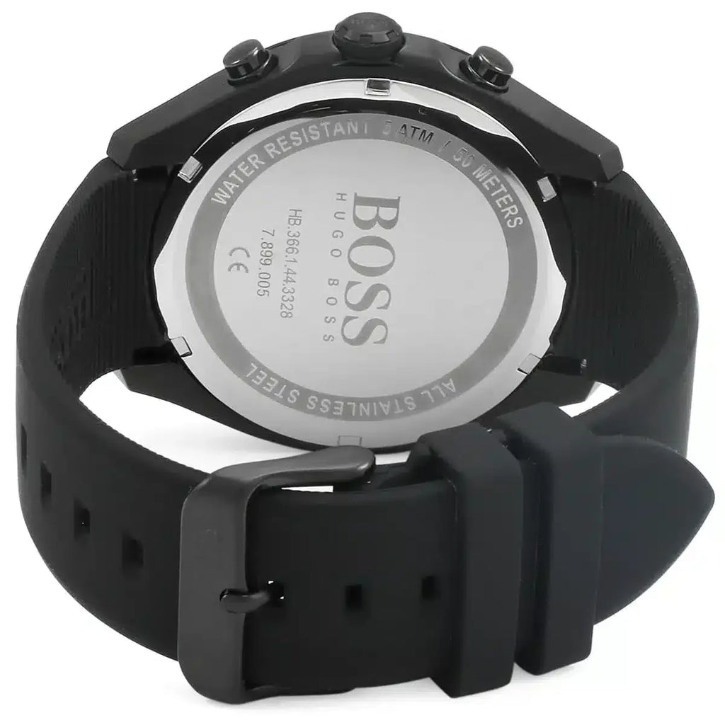 Hugo Boss Velocity 1513720 Men's All-Black Watch with Logo Rubber Strap