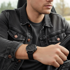 Hugo Boss Velocity 1513720 Men's All-Black Watch with Logo Rubber Strap