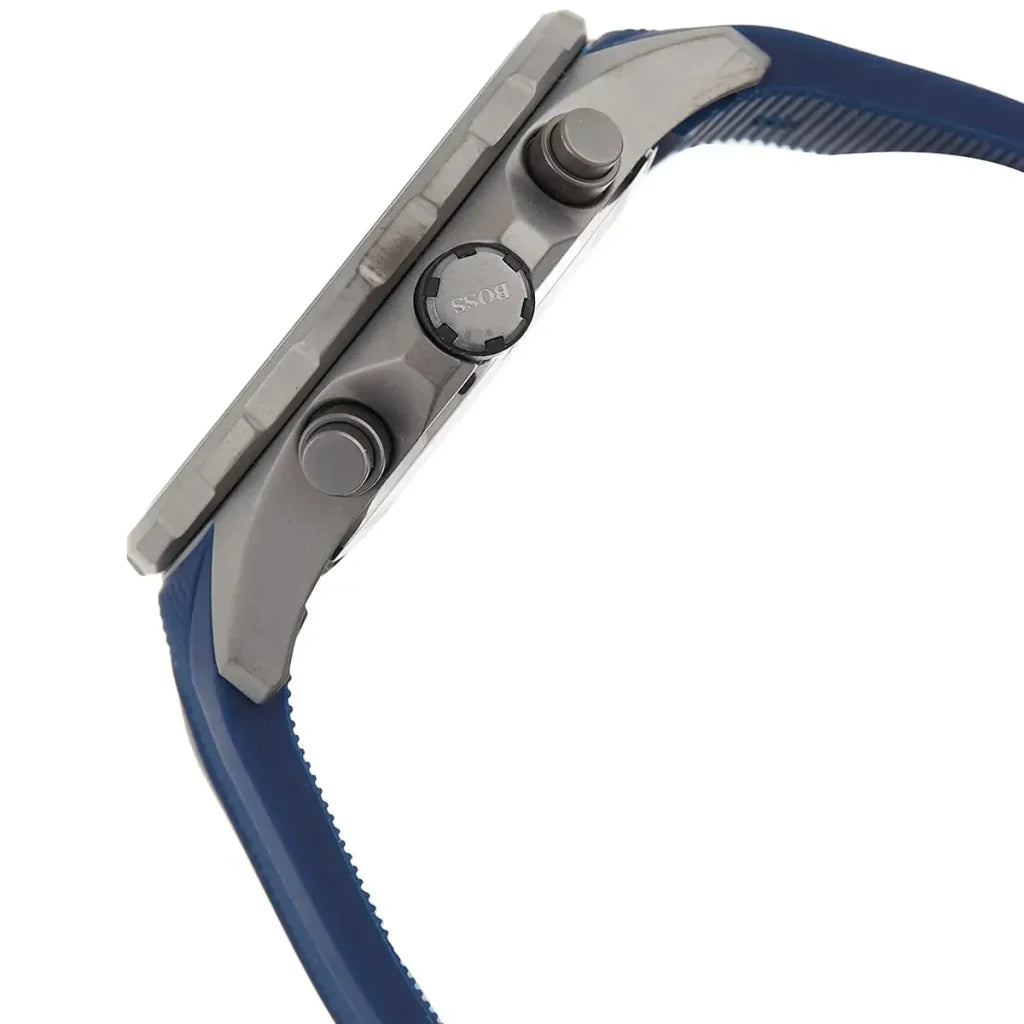 Hugo Boss Globetrotter 1513821 Men's Gunmetal Watch with Blue Rubber Strap