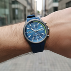 Hugo Boss Globetrotter 1513821 Men's Gunmetal Watch with Blue Rubber Strap