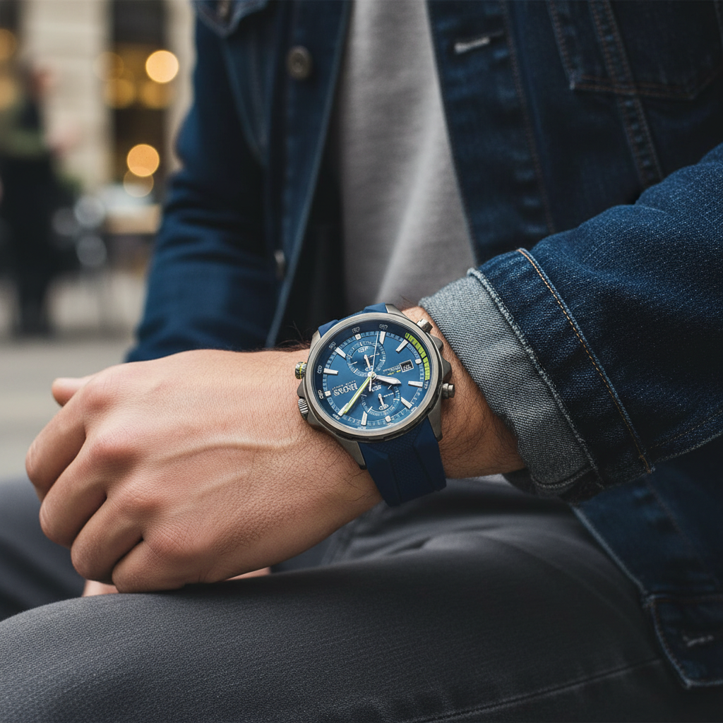 Hugo Boss Globetrotter 1513821 Men's Gunmetal Watch with Blue Rubber Strap