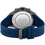 Hugo Boss Globetrotter 1513821 Men's Gunmetal Watch with Blue Rubber Strap