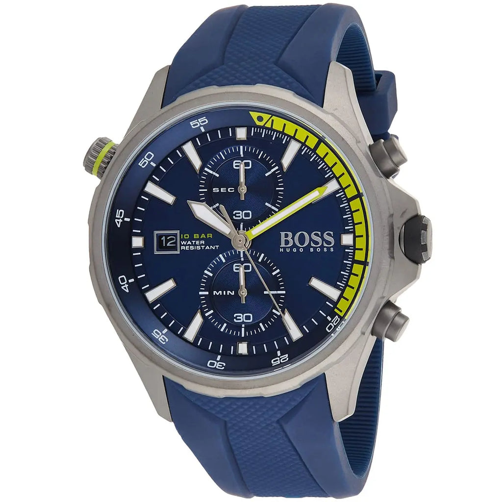 Hugo Boss Globetrotter 1513821 Men's Gunmetal Watch with Blue Rubber Strap