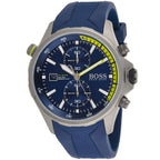 Hugo Boss Globetrotter 1513821 Men's Gunmetal Watch with Blue Rubber Strap