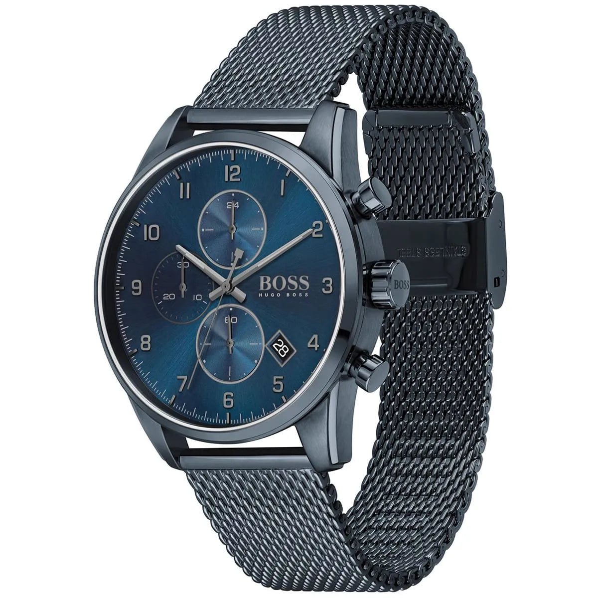 Hugo Boss Skymaster 1513836 Chronograph Blue Dial Men's Mesh Watch