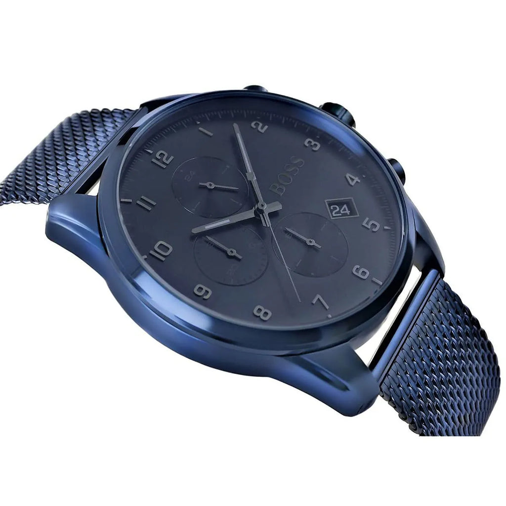 Hugo Boss Skymaster 1513836 Chronograph Blue Dial Men's Mesh Watch