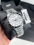 Hugo Boss Volane 1513875 Chronograph White Dial Men's Silver Metal Watch