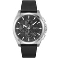 Hugo Boss Grandmaster 1513881 Men's Silver Steel Watch with Black Leather Strap