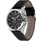 Hugo Boss Grandmaster 1513881 Men's Silver Steel Watch with Black Leather Strap
