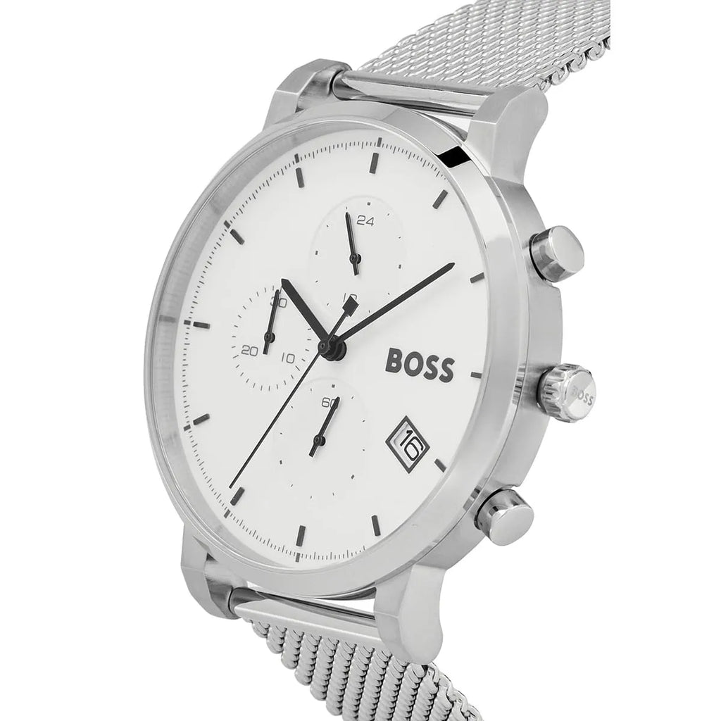 Hugo Boss Skymaster 1513933 Chronograph White Dial Men's Mesh Watch