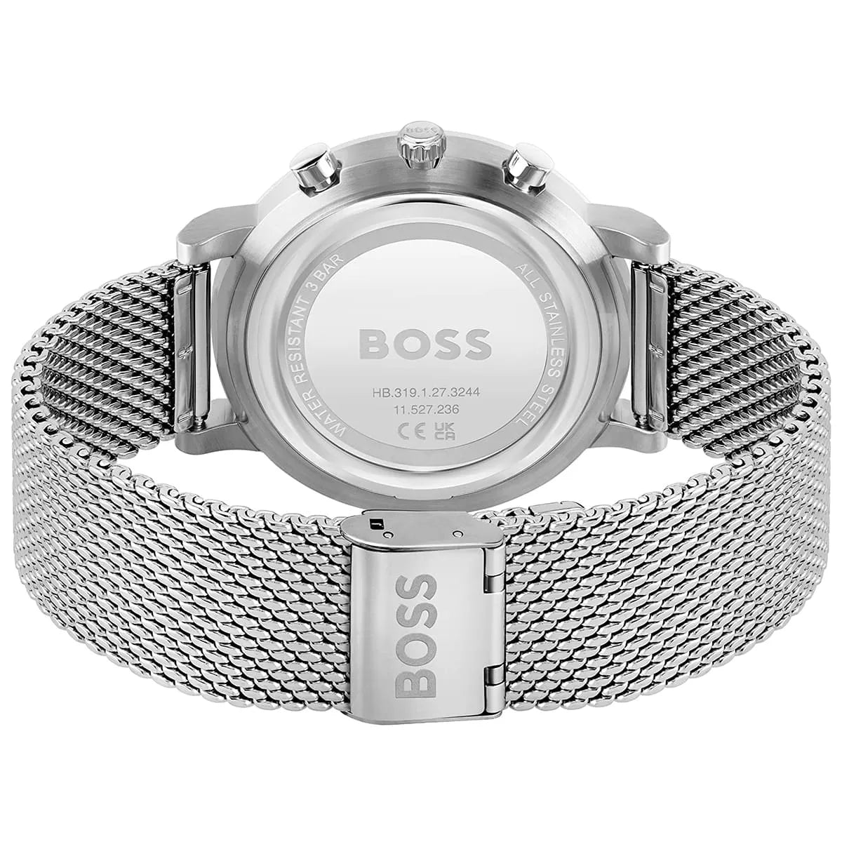 Hugo Boss Skymaster 1513933 Chronograph White Dial Men's Mesh Watch